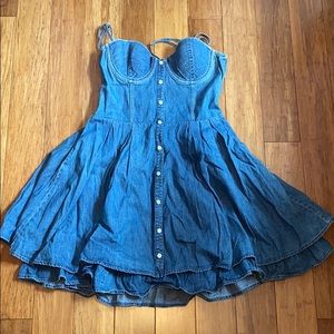 denim dress with corset like top from PINK